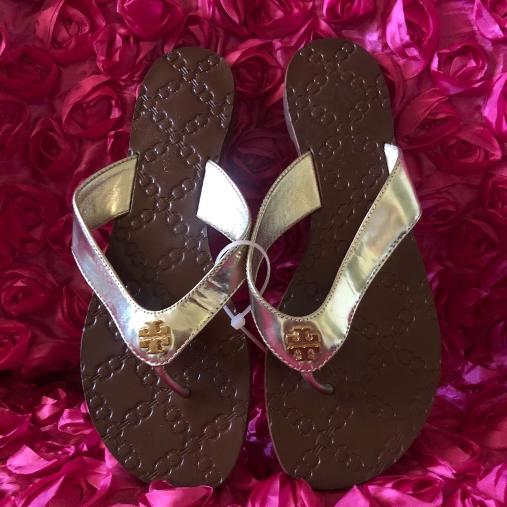 Tory Burch Monroe Metallic Flat Thong Sandal
